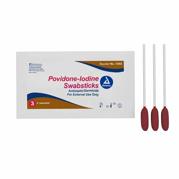 Swabstick Prep PVP Iodine 10% 3's 25/Bx, 10 BX/CA